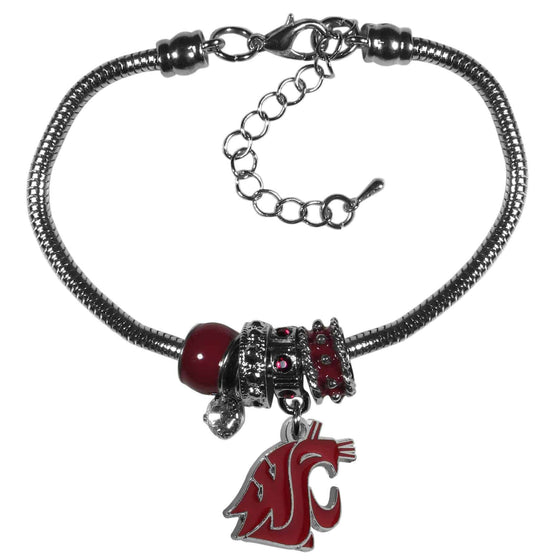 Washington St. Cougars Euro Bead Bracelet (SSKG) - 757 Sports Collectibles