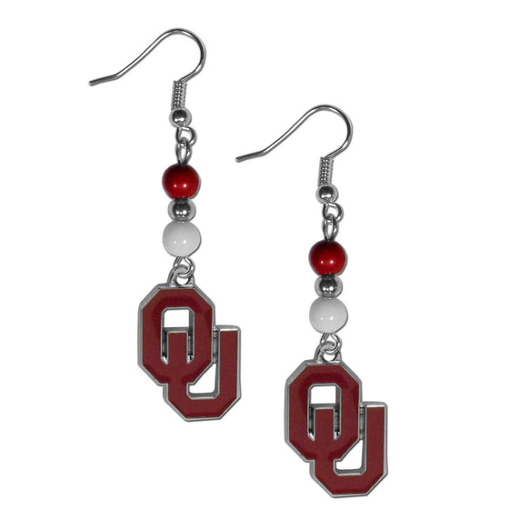 Oklahoma Sooners Fan Bead Dangle Earrings (SSKG) - 757 Sports Collectibles