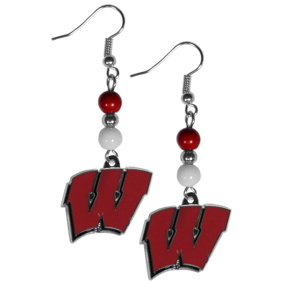 Wisconsin Badgers Fan Bead Dangle Earrings (SSKG) - 757 Sports Collectibles