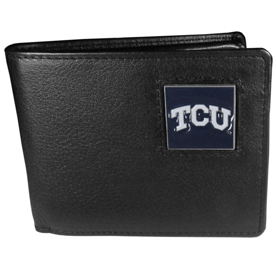 TCU Horned Frogs Leather Bi-fold Wallet Packaged in Gift Box (SSKG) - 757 Sports Collectibles