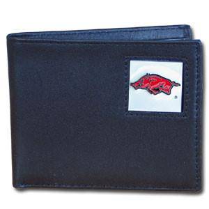 Arkansas Razorbacks Leather Bi-fold Wallet Packaged in Gift Box (SSKG) - 757 Sports Collectibles