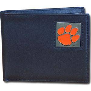 Clemson Tigers Leather Bi-fold Wallet Packaged in Gift Box (SSKG) - 757 Sports Collectibles