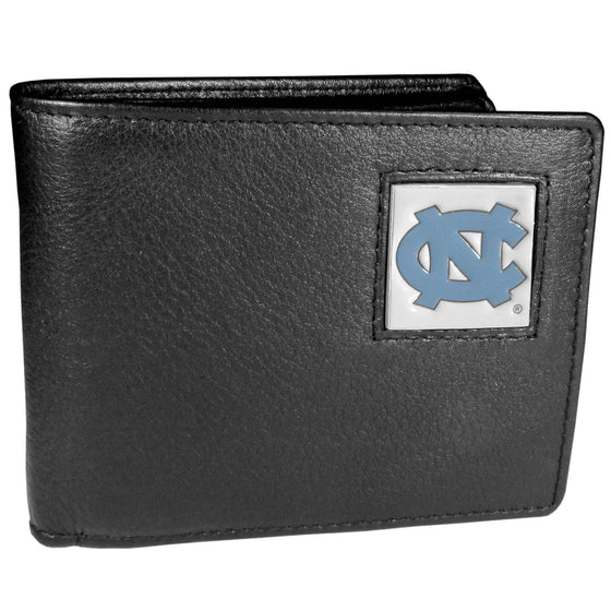 N. Carolina Tar Heels Leather Bi-fold Wallet Packaged in Gift Box (SSKG) - 757 Sports Collectibles