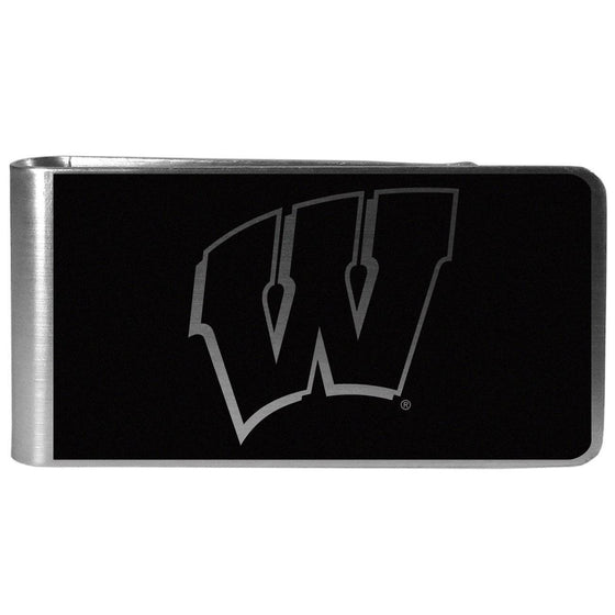 Wisconsin Badgers Black and Steel Money Clip (SSKG) - 757 Sports Collectibles