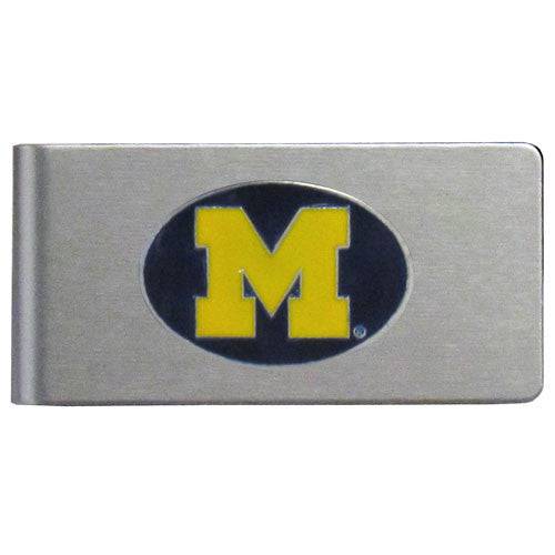 Michigan Wolverines Brushed Metal Money Clip (SSKG) - 757 Sports Collectibles