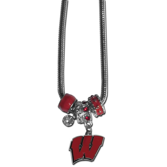 Wisconsin Badgers Euro Bead Necklace (SSKG) - 757 Sports Collectibles