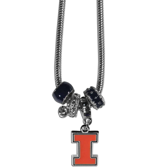 Illinois Fighting Illini Euro Bead Necklace (SSKG) - 757 Sports Collectibles