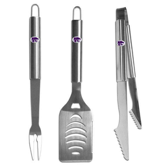 Kansas St. Wildcats 3 pc Stainless Steel BBQ Set (SSKG) - 757 Sports Collectibles