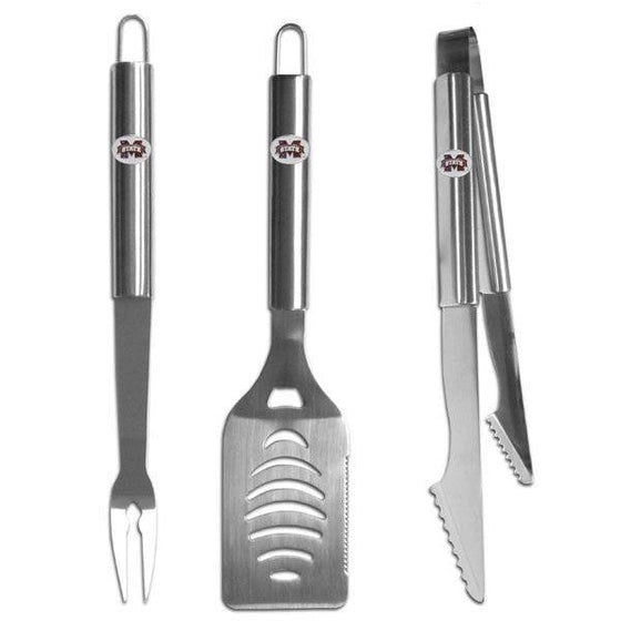 Mississippi St. Bulldogs 3 pc Stainless Steel BBQ Set (SSKG) - 757 Sports Collectibles