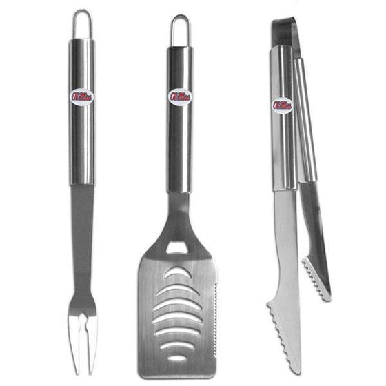 Mississippi Rebels 3 pc Stainless Steel BBQ Set (SSKG) - 757 Sports Collectibles