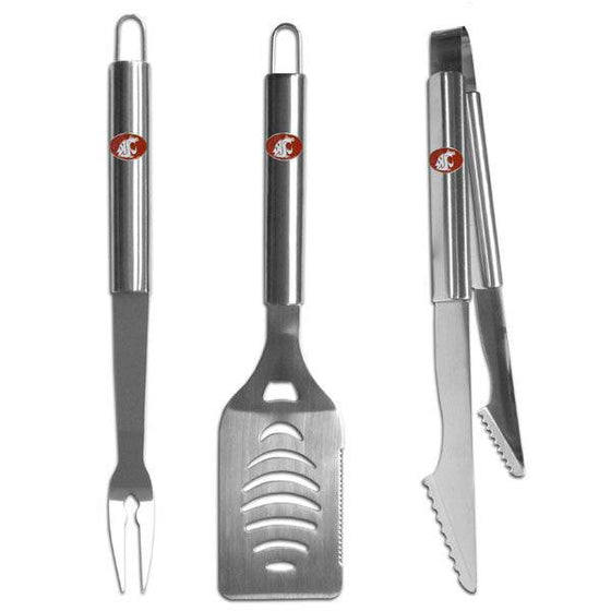 Washington St. Cougars 3 pc Stainless Steel BBQ Set (SSKG) - 757 Sports Collectibles