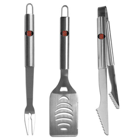 N. Carolina St. Wolfpack 3 pc Stainless Steel BBQ Set (SSKG) - 757 Sports Collectibles