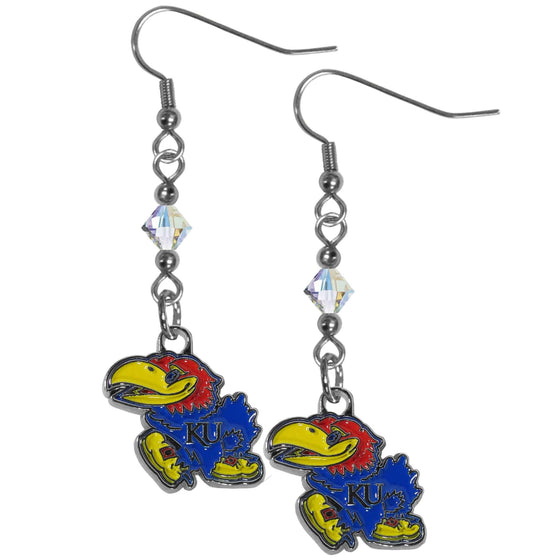 Kansas Jayhawks Crystal Dangle Earrings (SSKG) - 757 Sports Collectibles