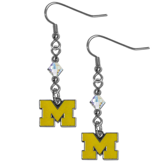 Michigan Wolverines Crystal Dangle Earrings (SSKG) - 757 Sports Collectibles