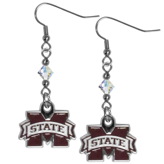 Mississippi St. Bulldogs Crystal Dangle Earrings (SSKG) - 757 Sports Collectibles