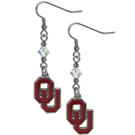 Oklahoma Sooners Crystal Dangle Earrings (SSKG) - 757 Sports Collectibles