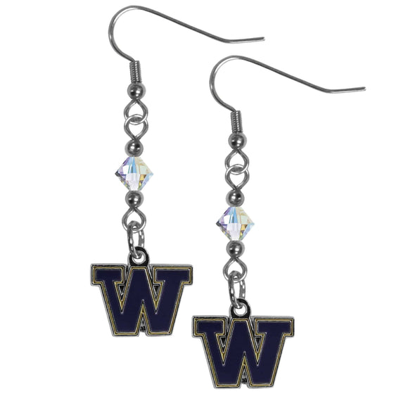 Washington Huskies Crystal Dangle Earrings (SSKG) - 757 Sports Collectibles