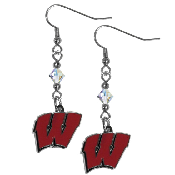 Wisconsin Badgers Crystal Dangle Earrings (SSKG) - 757 Sports Collectibles