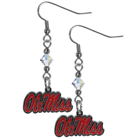 Mississippi Rebels Crystal Dangle Earrings (SSKG) - 757 Sports Collectibles