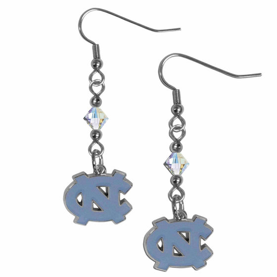 N. Carolina Tar Heels Crystal Dangle Earrings (SSKG) - 757 Sports Collectibles