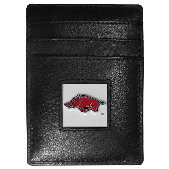 Arkansas Razorbacks Leather Money Clip/Cardholder (SSKG) - 757 Sports Collectibles