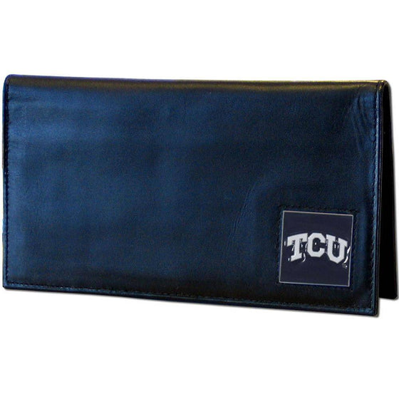 TCU Horned Frogs Deluxe Leather Checkbook Cover (SSKG) - 757 Sports Collectibles