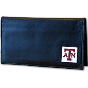 Texas A & M Aggies Deluxe Leather Checkbook Cover (SSKG) - 757 Sports Collectibles