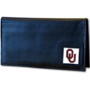 Oklahoma Sooners Deluxe Leather Checkbook Cover (SSKG) - 757 Sports Collectibles