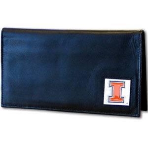 Illinois Fighting Illini Deluxe Leather Checkbook Cover (SSKG) - 757 Sports Collectibles