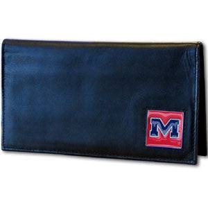 Mississippi Rebels Deluxe Leather Checkbook Cover (SSKG) - 757 Sports Collectibles