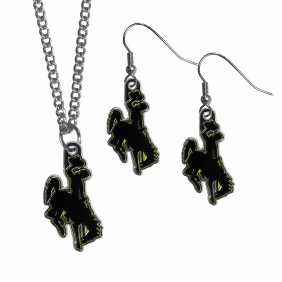 Wyoming Cowboy Dangle Earrings and Chain Necklace Set (SSKG) - 757 Sports Collectibles