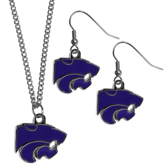 Kansas St. Wildcats Dangle Earrings and Chain Necklace Set (SSKG) - 757 Sports Collectibles