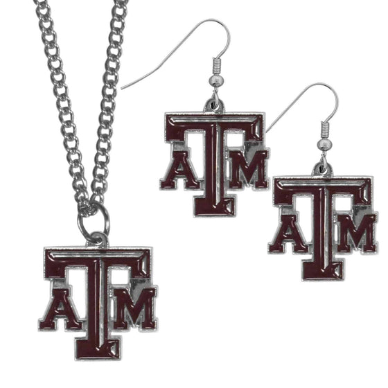 Texas A & M Aggies Dangle Earrings and Chain Necklace Set (SSKG) - 757 Sports Collectibles