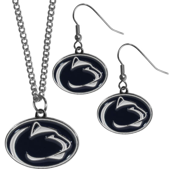 Penn St. Nittany Lions Dangle Earrings and Chain Necklace Set (SSKG) - 757 Sports Collectibles