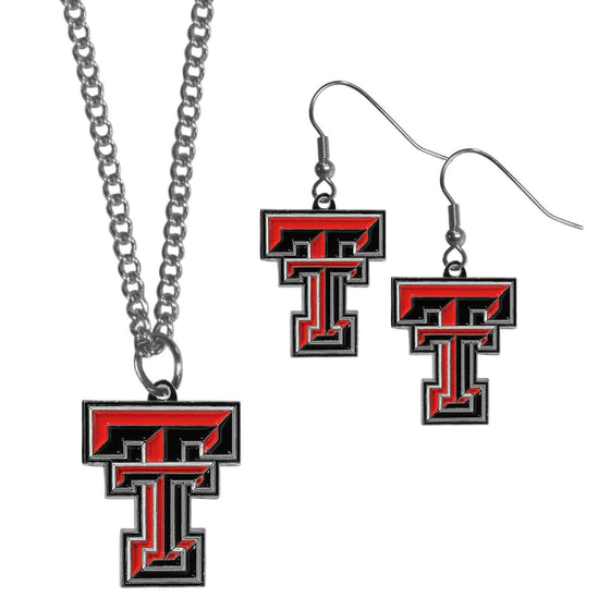 Texas Tech Raiders Dangle Earrings and Chain Necklace Set (SSKG) - 757 Sports Collectibles