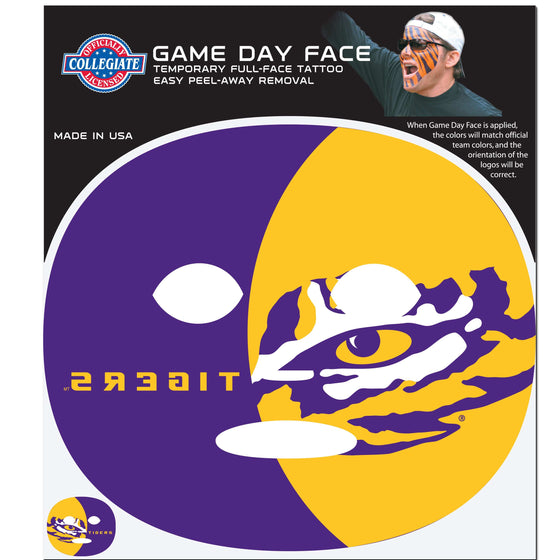 LSU Tigers Game Face Temporary Tattoo (SSKG) - 757 Sports Collectibles