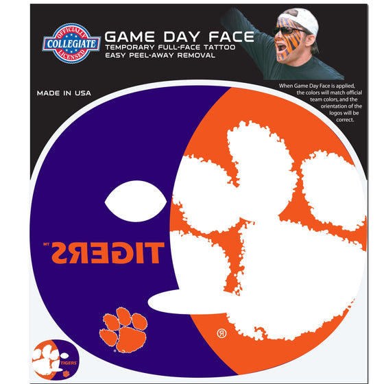 Clemson Tigers Game Face Temporary Tattoo (SSKG) - 757 Sports Collectibles