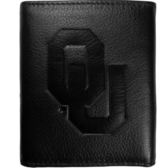 Oklahoma Sooners Embossed Leather Tri-fold Wallet (SSKG) - 757 Sports Collectibles