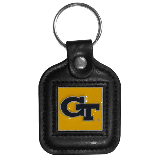 Georgia Tech Yellow Jackets Square Leatherette Key Chain (SSKG) - 757 Sports Collectibles