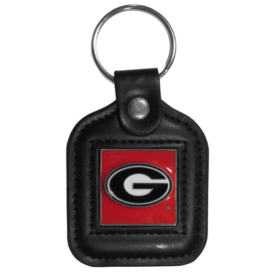 Georgia Bulldogs Square Leatherette Key Chain (SSKG) - 757 Sports Collectibles