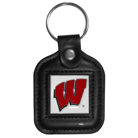 Wisconsin Badgers Square Leatherette Key Chain (SSKG) - 757 Sports Collectibles