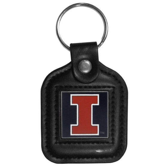 Illinois Fighting Illini Square Leatherette Key Chain (SSKG) - 757 Sports Collectibles