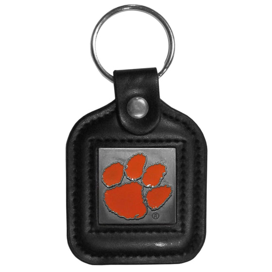 Clemson Tigers Square Leatherette Key Chain (SSKG) - 757 Sports Collectibles