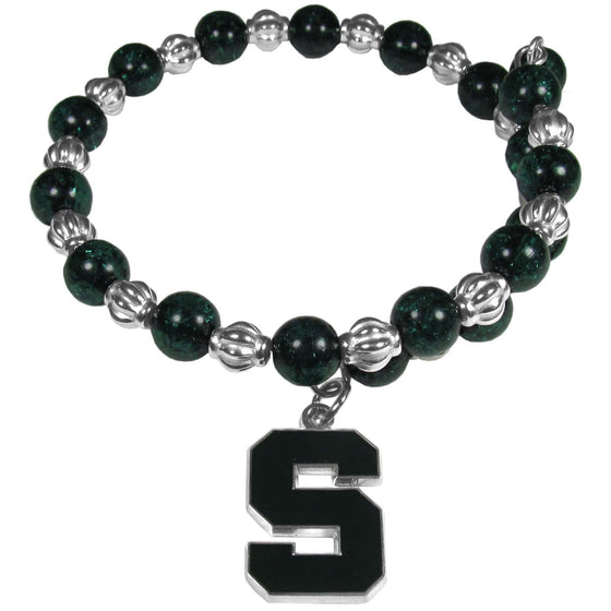 Michigan St. Spartans Bead Memory Wire Bracelet (SSKG) - 757 Sports Collectibles