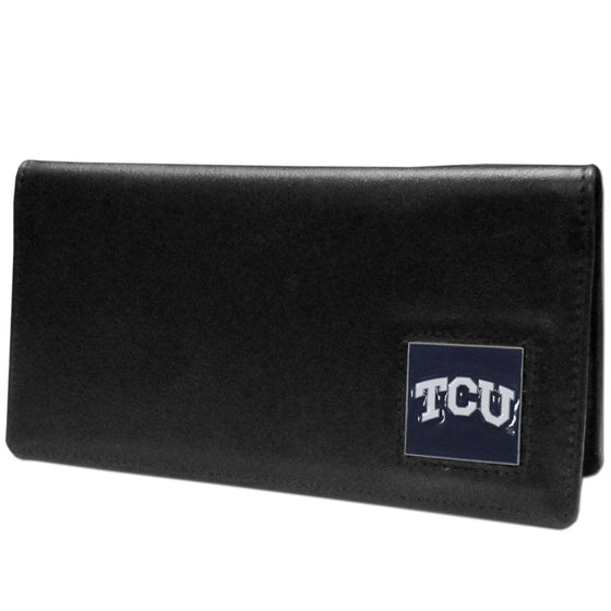 TCU Horned Frogs Leather Checkbook Cover (SSKG) - 757 Sports Collectibles