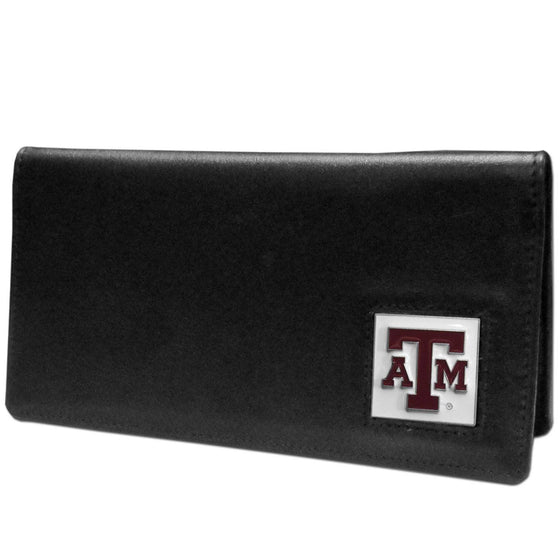 Texas A & M Aggies Leather Checkbook Cover (SSKG) - 757 Sports Collectibles