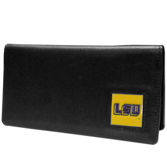 LSU Tigers Leather Checkbook Cover (SSKG) - 757 Sports Collectibles