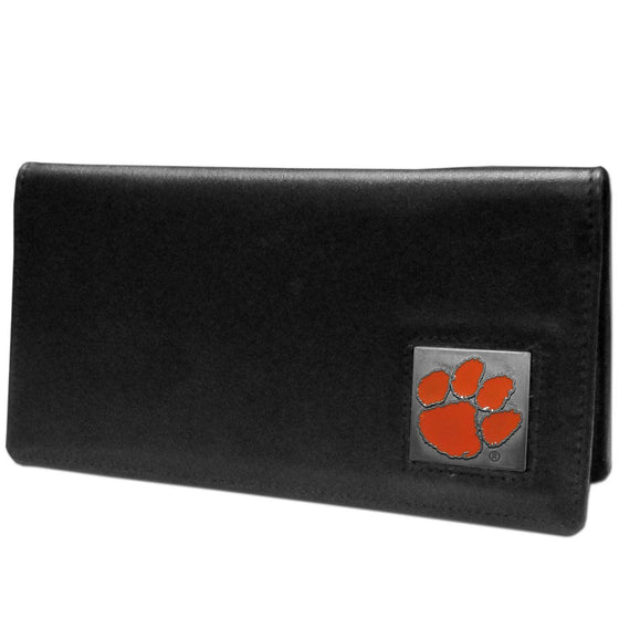 Clemson Tigers Leather Checkbook Cover (SSKG) - 757 Sports Collectibles