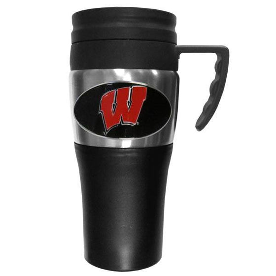 Wisconsin Badgers Steel Travel Mug w/Handle (SSKG) - 757 Sports Collectibles