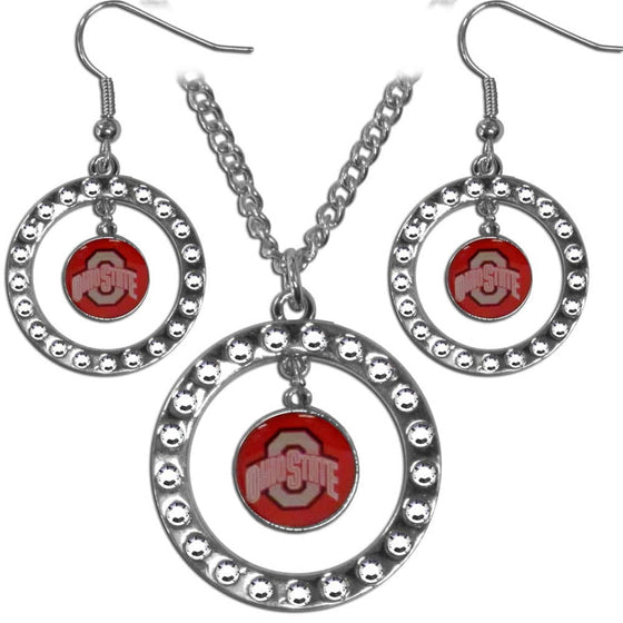 Ohio St. Buckeyes Rhinestone Hoop Jewelry Set (SSKG) - 757 Sports Collectibles